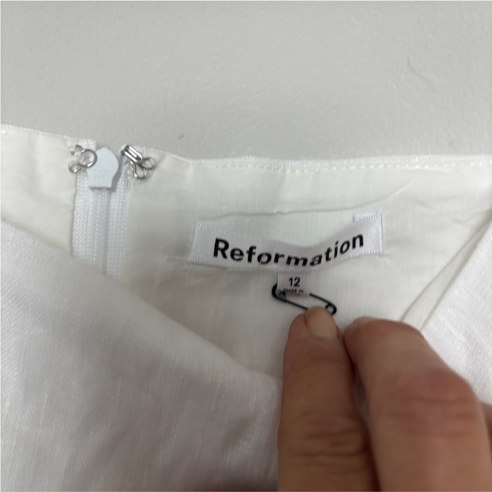 Reformation Phillipa White Linen Mini Dress Size 12 - Picture 4 of 7